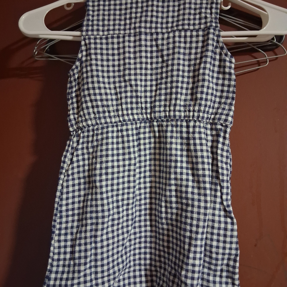 Blue and White Checkered Kids Dress - Picture 4 of 4